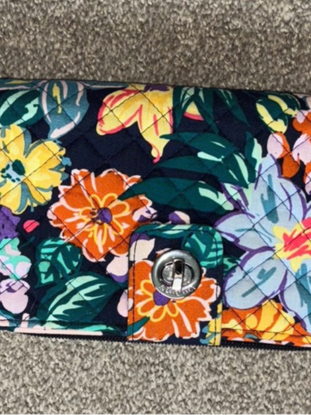 Vera Bradley Navy Floral Quilted Wallet with Turn-Lock